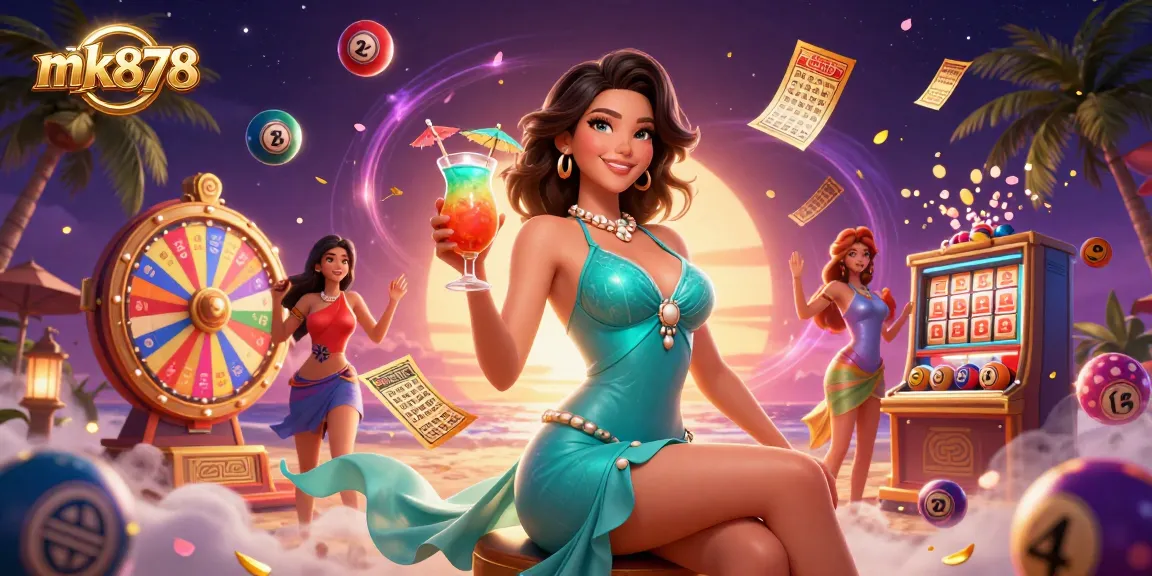Experience excitement at mk878 with dynamic lottery balls and a glamorous casino setting.