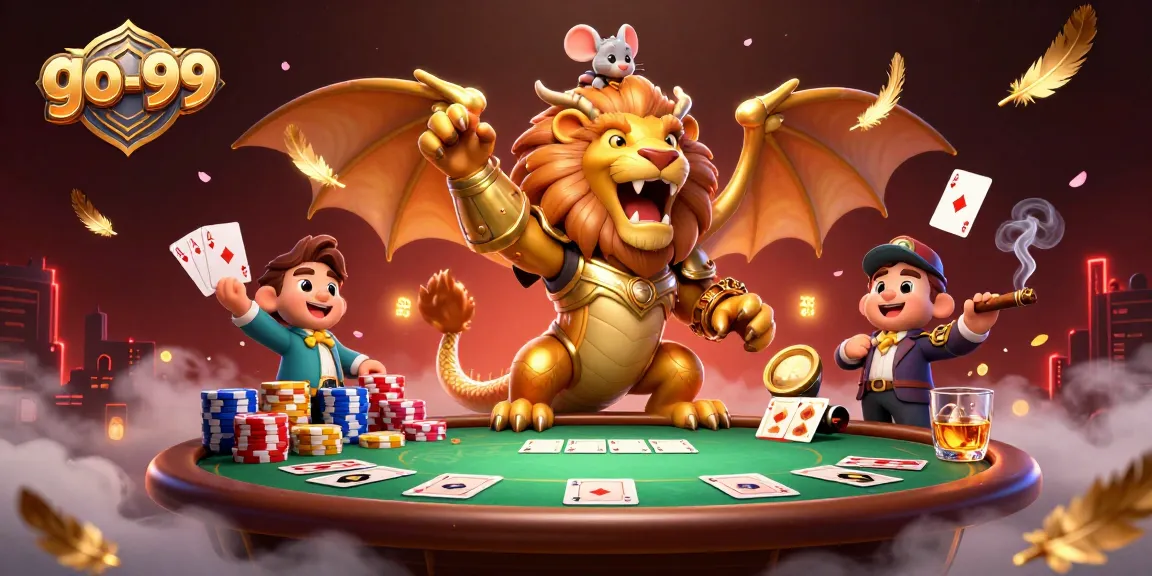 Experience the excitement of go-99 online casino with a triumphant chimera and engaging poker elements.