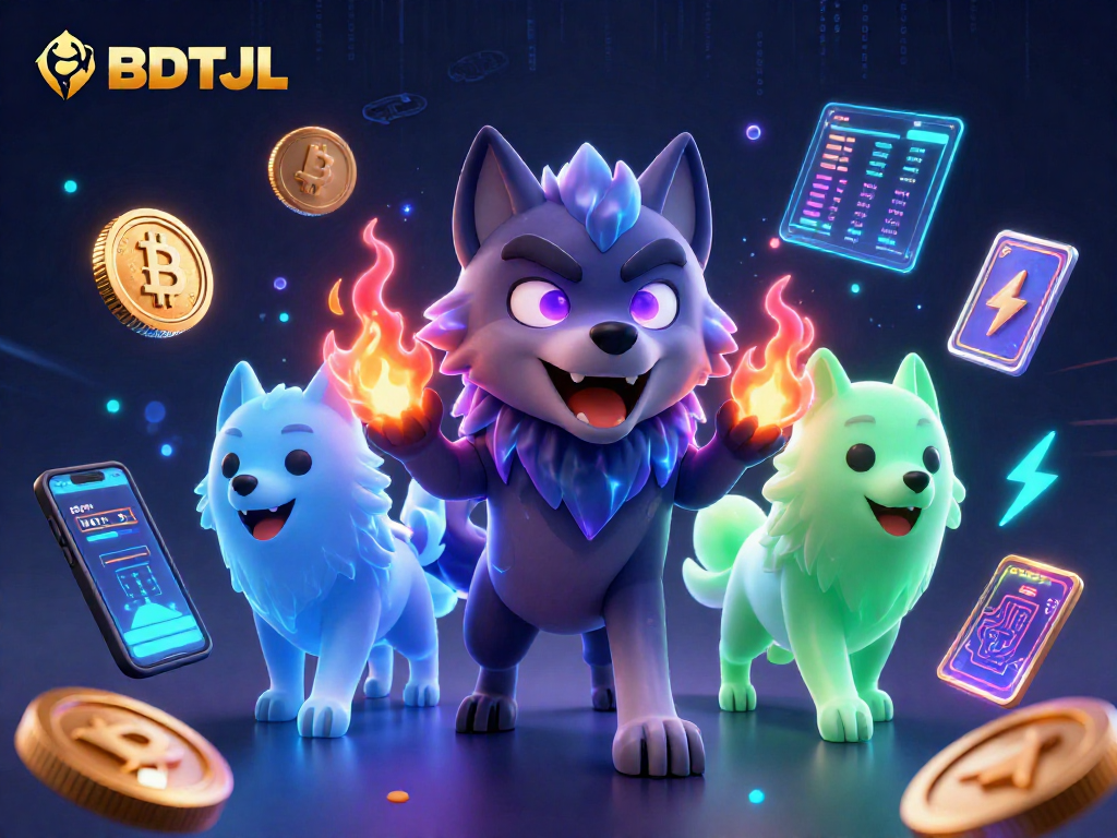 Experience the thrill of BDTJL with vibrant ghost wolves and crypto elements in a dynamic casino scene.