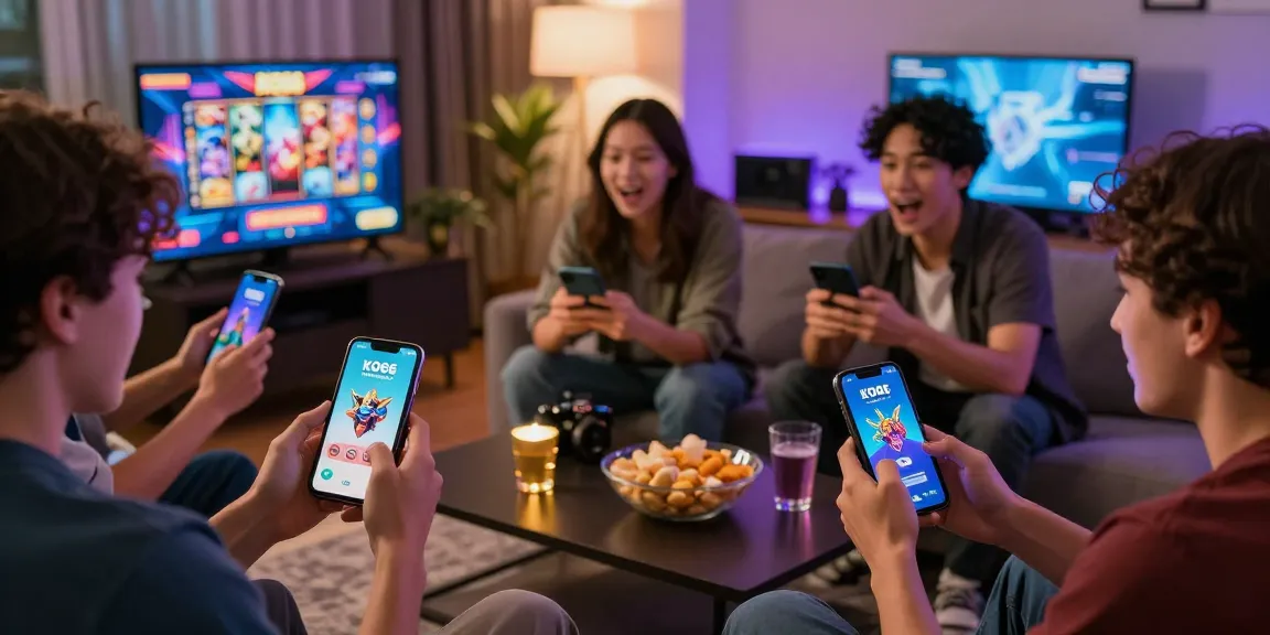 KO66 mobile app gaming experience with friends enjoying colorful visuals.