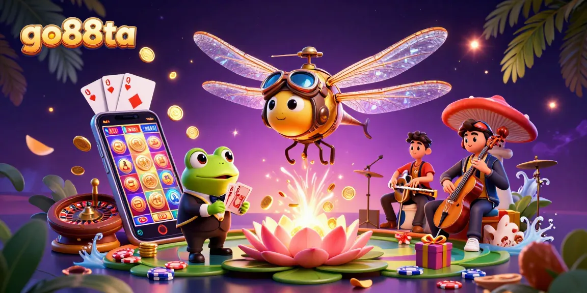 Experience the excitement of go88ta casino gaming with dynamic 3D characters in an engaging illustration.