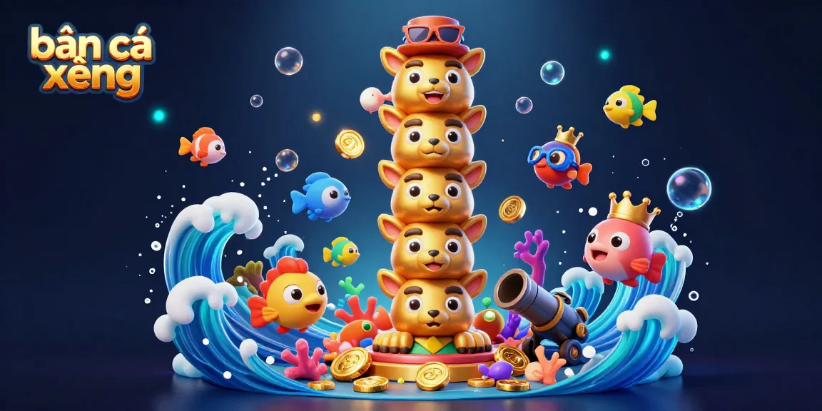 Engage in the exciting world of bắn cá xèng with vibrant totem characters and dynamic sea life.