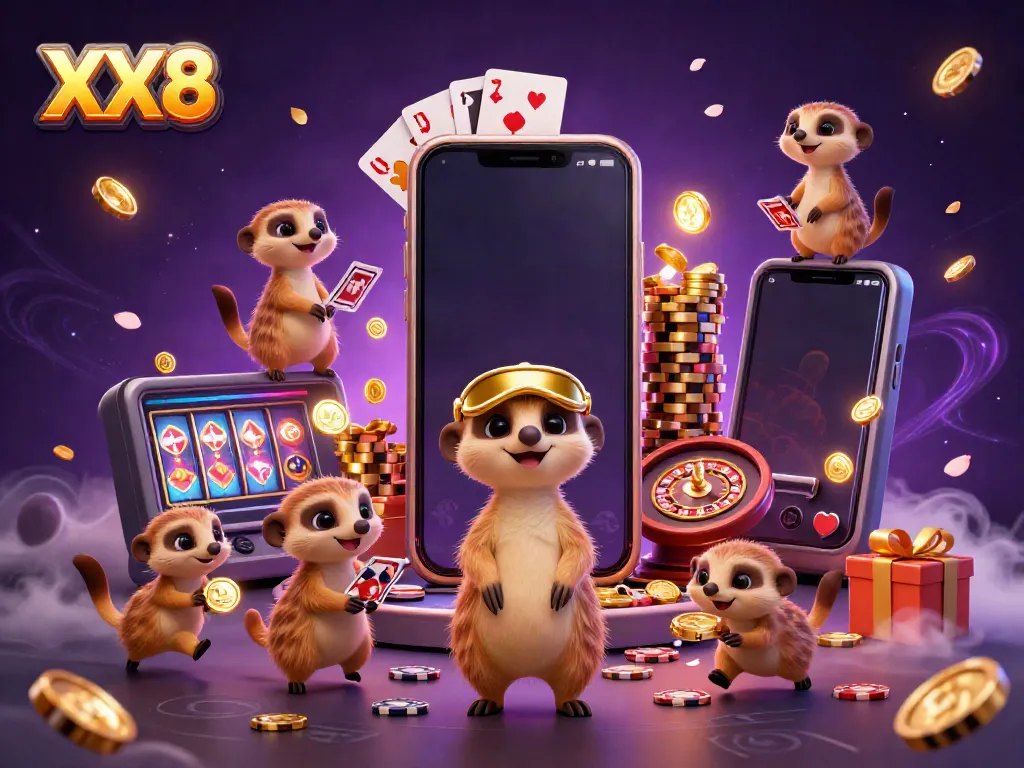 Experience thrilling gaming with XX8's lively meerkat casino scene full of action and excitement.