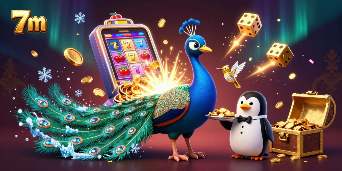 Spin to win with 7m as a peacock and penguin showcase a vibrant casino experience!