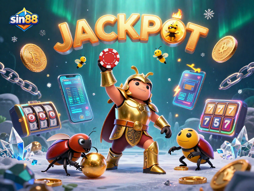 Win big with sin88 in an epic casino adventure, featuring vibrant characters and dynamic game elements.