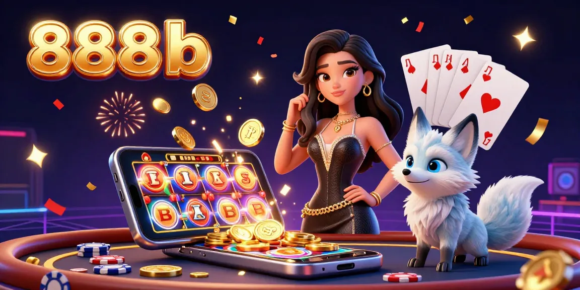 Experience thrilling gameplay at 888b with a stunning illustration showcasing a dynamic casino scene filled with excitement.