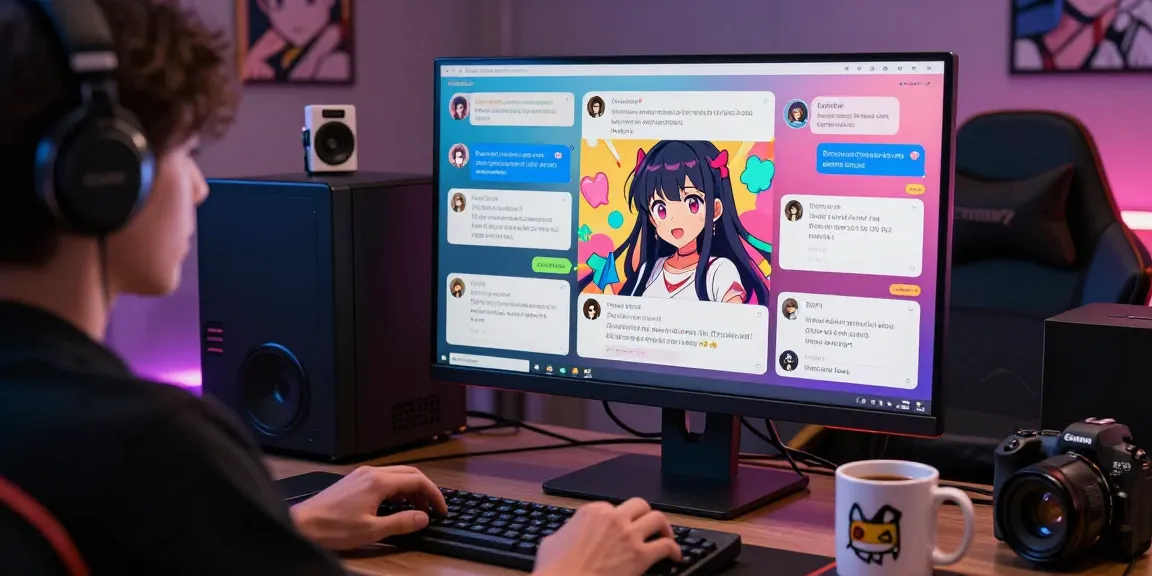 Dynamic interaction with AI chat hentai characters in vibrant digital environment