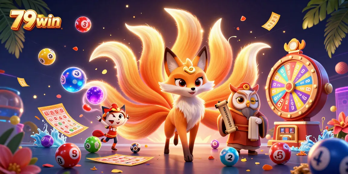 Engage with 79win's vibrant 3D casino scene featuring a magical fox spirit and owl.