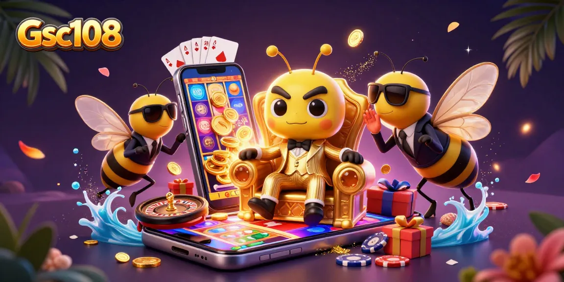 Join the excitement at Gsc108 with a bumblebee mob boss in a vibrant casino scene.