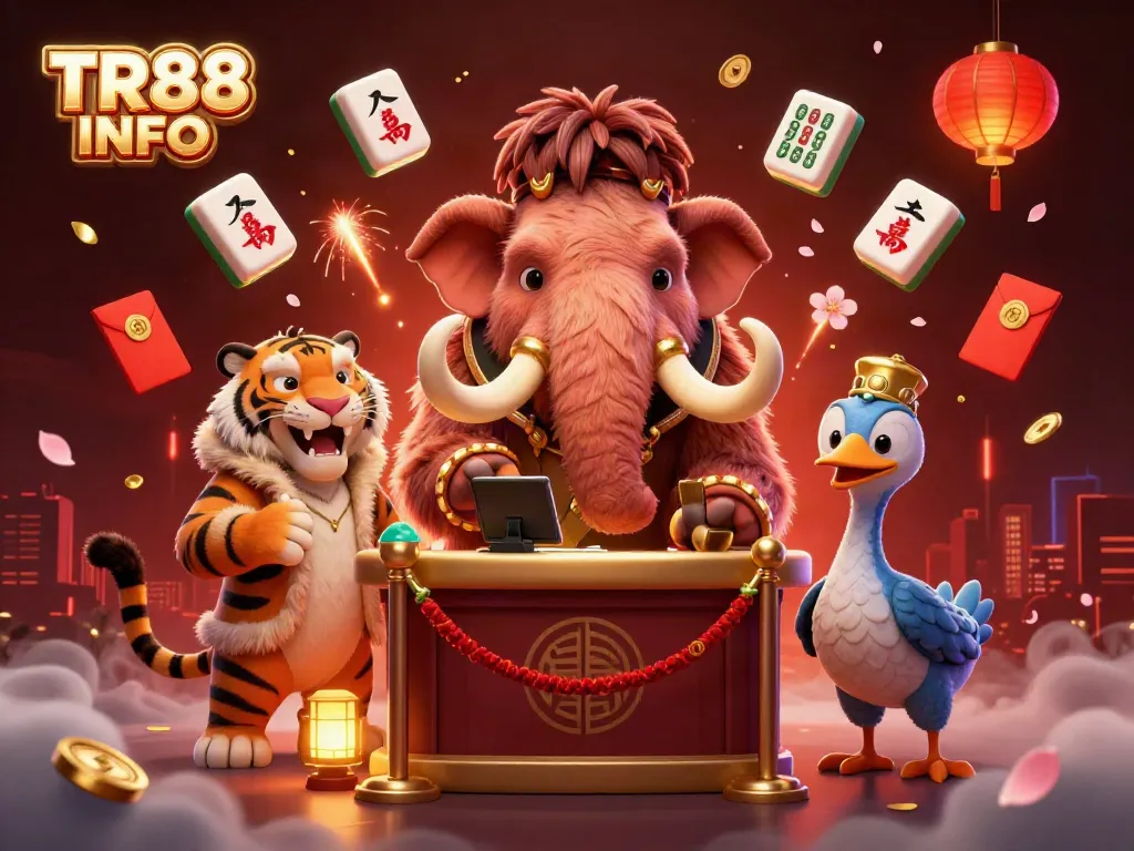 Win big at TR88 INFO with a 3D colorful casino scene featuring lively characters and elements.