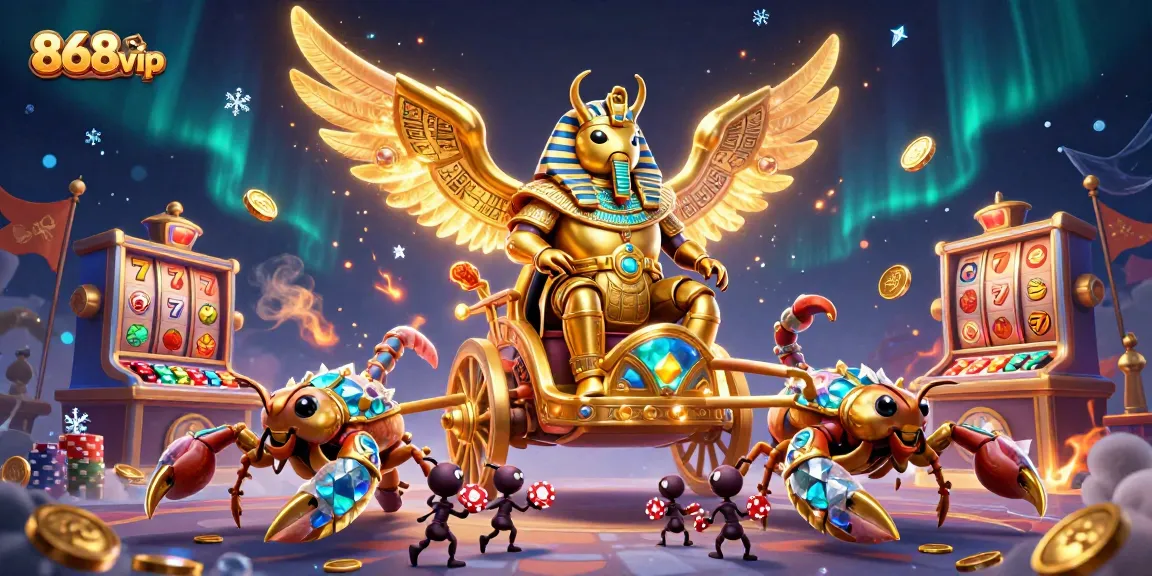 Experience thrilling play at 868vip with a stunning 3D casino illustration featuring dynamic gambling elements.