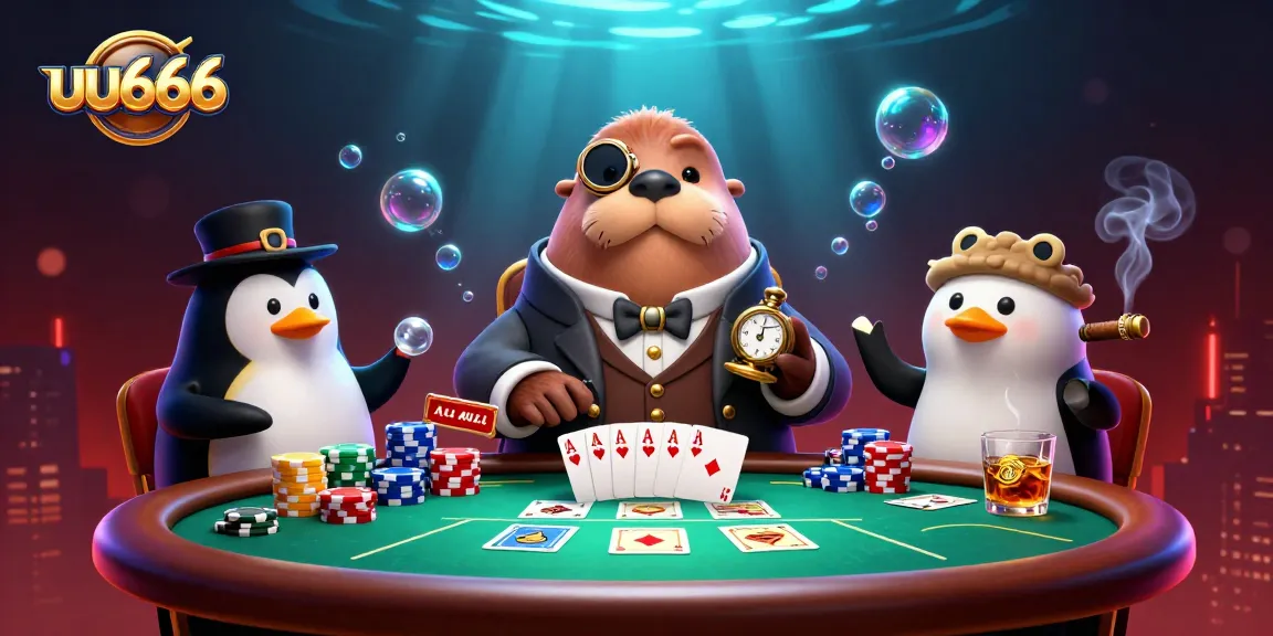 Experience thrilling underwater poker action with uu666's colorful gaming characters.