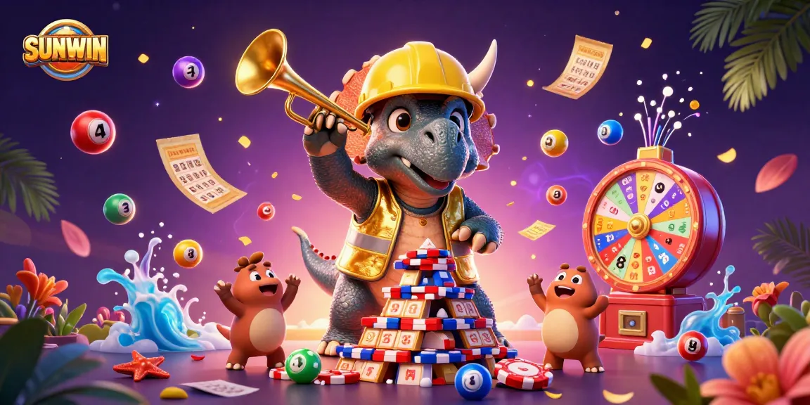 SUNWIN creates excitement in a colorful casino scene with vibrant gaming elements and playful characters.