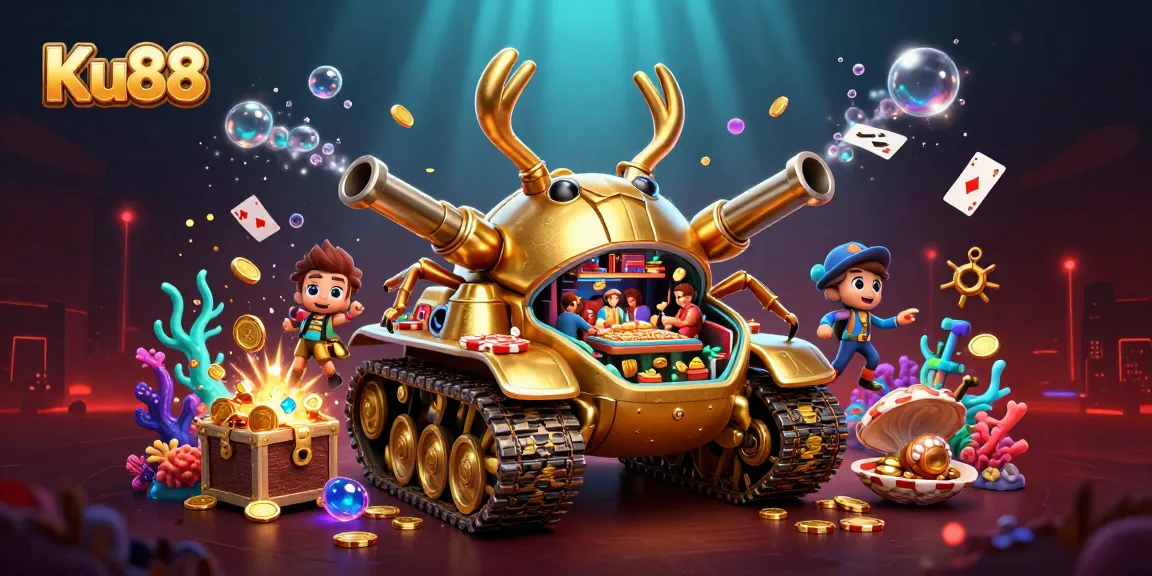 Experience thrilling action at Ku88 with a golden beetle tank casino bursting with treasures and vibrant underwater visuals.
