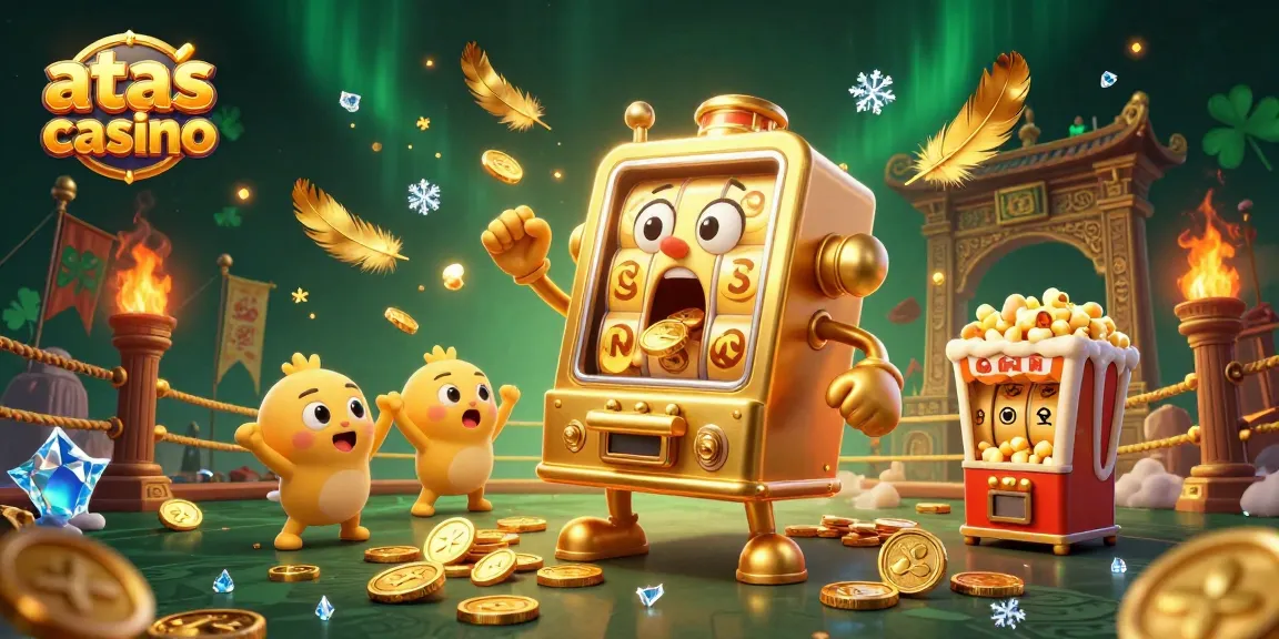 Celebrate winning moments at atas casino with colorful slot machines and cheerful game elements.