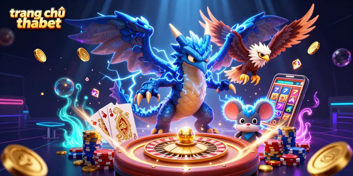 Engage with the electric zone of trang chủ thabet as a thunder dragon, wind hawk, and thunder mouse animate amidst vibrant casino elements.