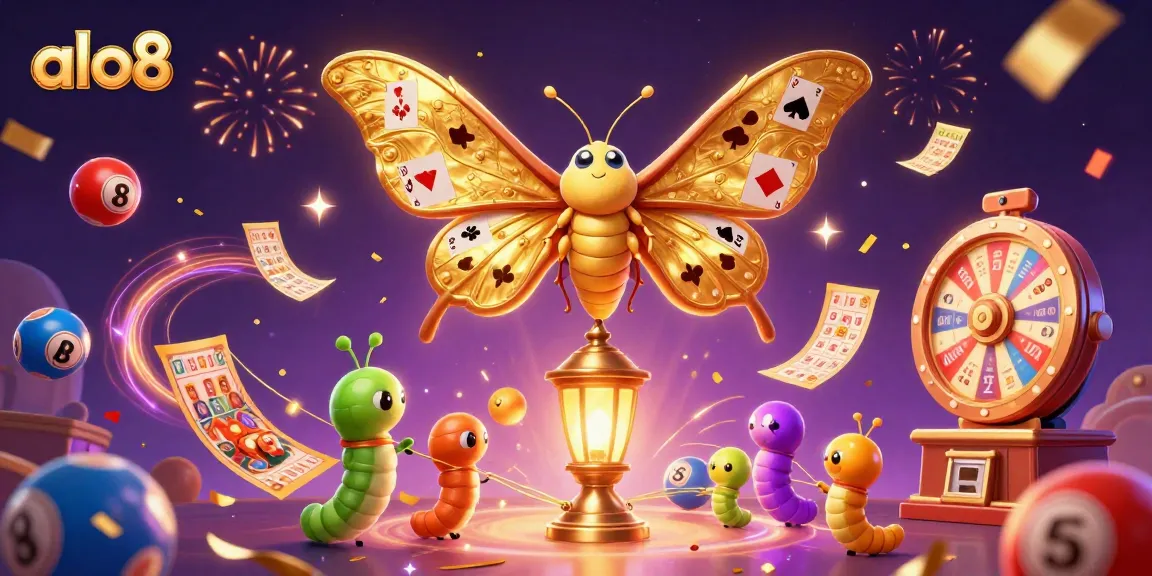 Win big at alo8 with vibrant casino scenes and colorful lottery elements showcased in a dynamic 3D illustration.