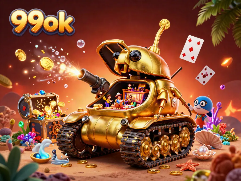 Experience thrilling games with 99ok in an imaginative casino tank surrounded by treasures.