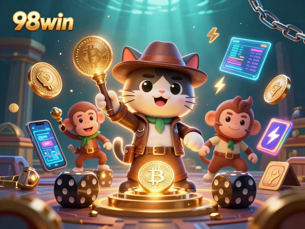 Experience thrilling adventures with 98win, discovering golden artifacts in a casino-themed treasure hunt.