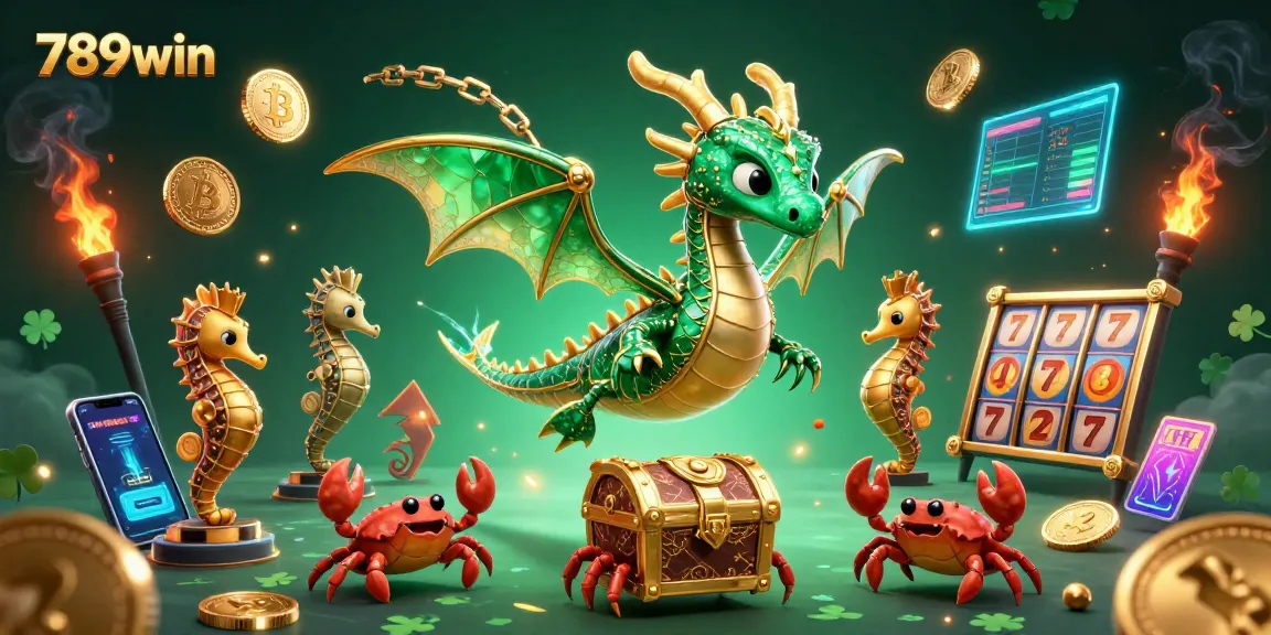 Engage with 789win's thrilling slots featuring a majestic sea dragon and dynamic crypto elements.