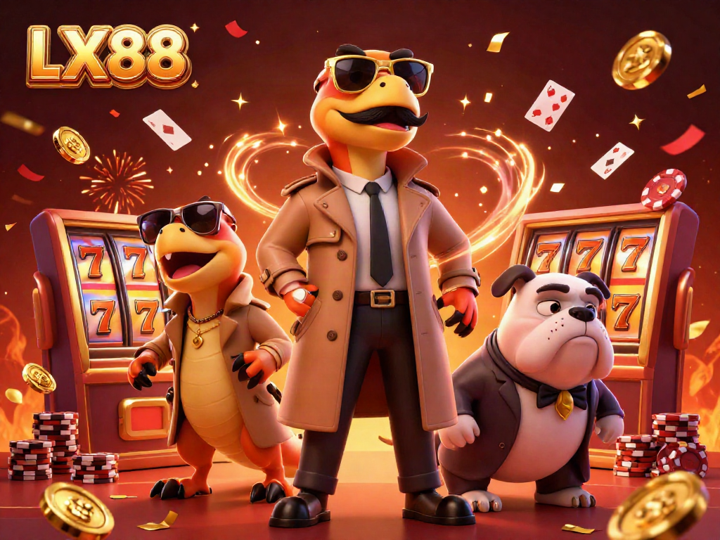 Engage with LX88 to play exciting slot games as raptors try their luck at the casino.