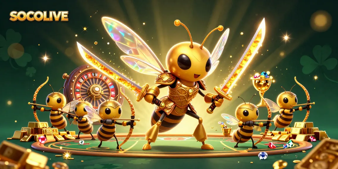 SOCOLIVE captures excitement in a vibrant casino scene featuring a golden hornet and bee archers.