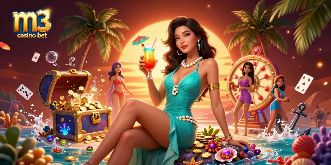 Spin to win big with m3 casino bet; vibrant illustration showcasing exciting casino elements.