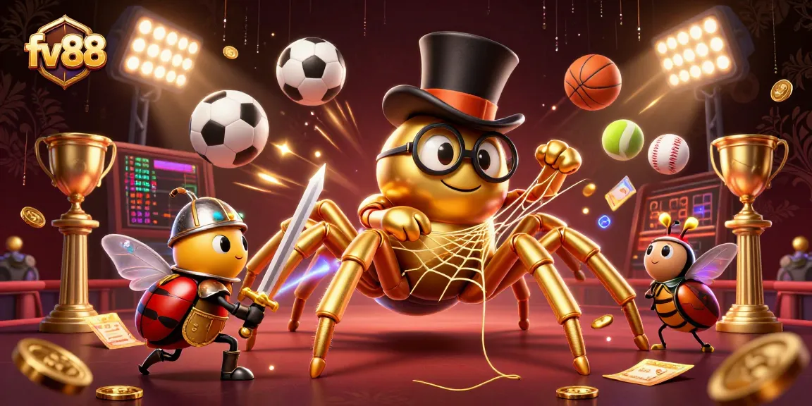 Engage with the vibrant world of fv88 through exciting sports betting action featuring dynamic characters and gold coins.