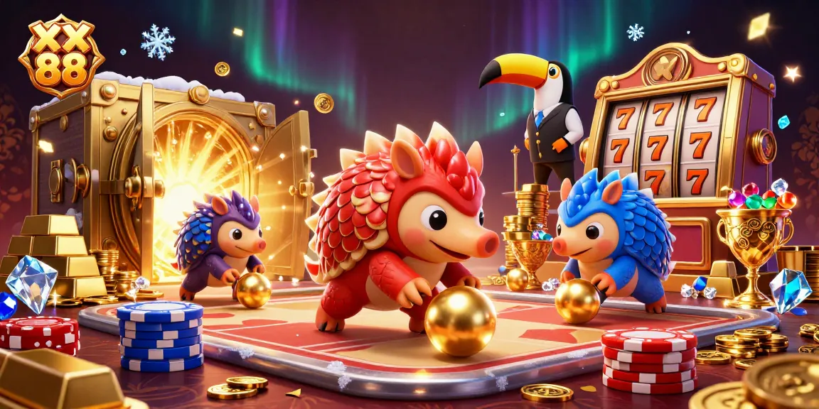 Experience the thrill of XX 88 with rival pangolins competing in a dynamic casino game scene.