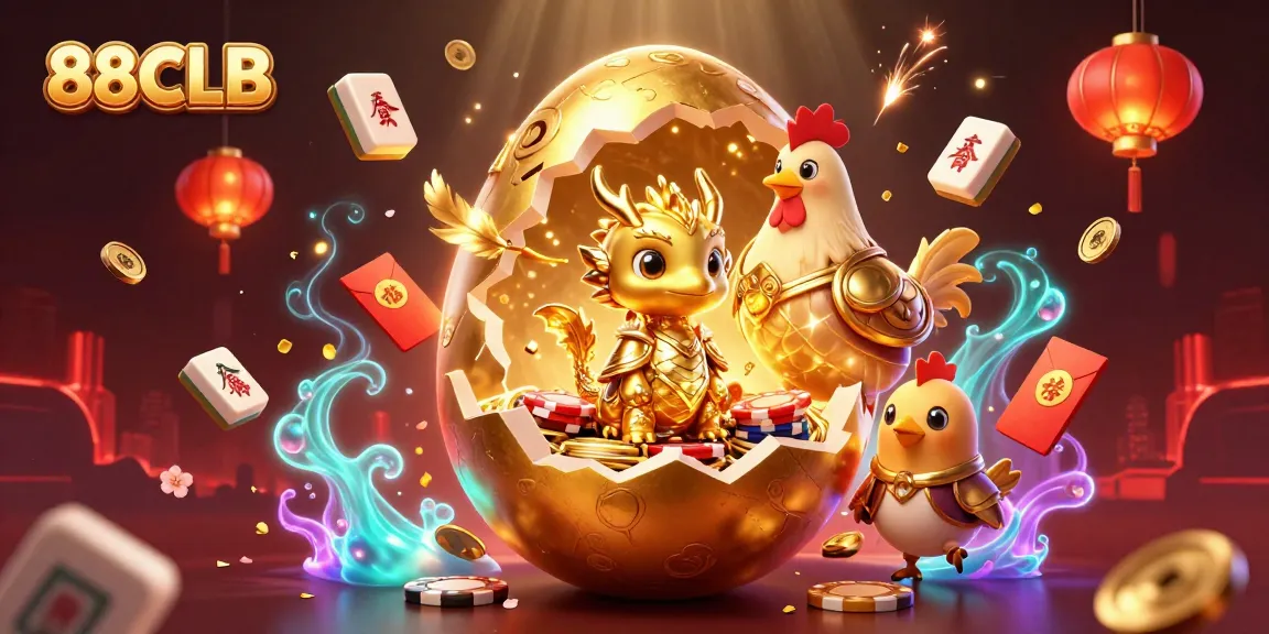 Experience winning excitement at 88CLB with golden dragon guarding poker chips, symbolizing triumph.