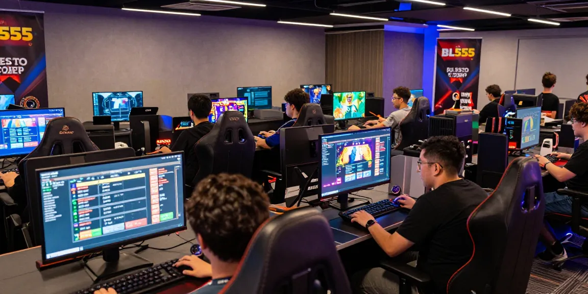 Players enjoying online gaming at BL555 with vibrant atmosphere and engaging promotions