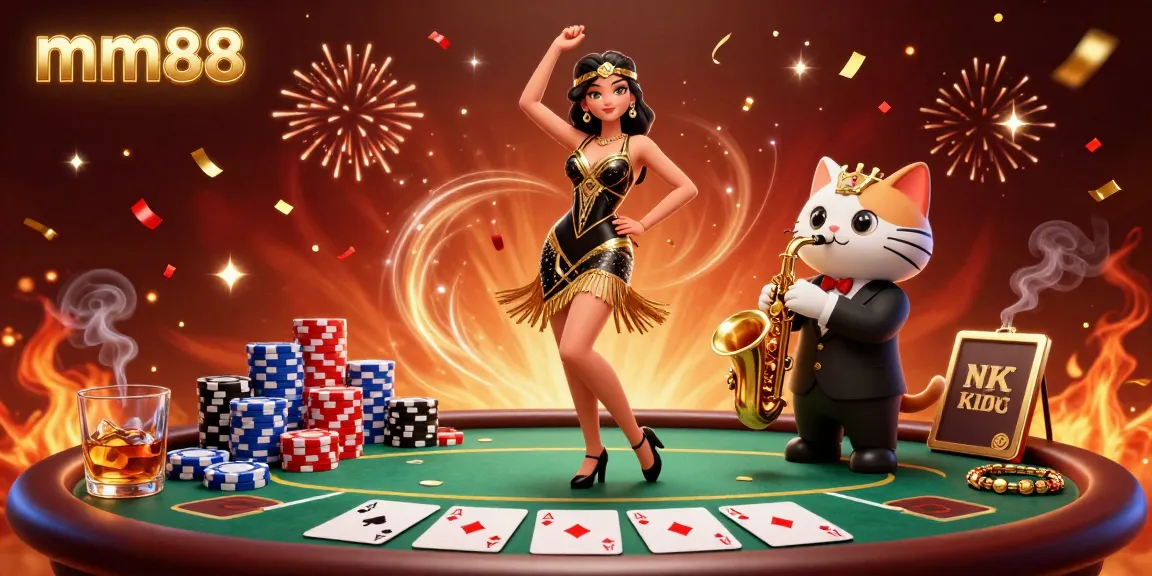 Experience thrilling gaming action with mm88 featuring vibrant characters and casino elements in a stunning environment.