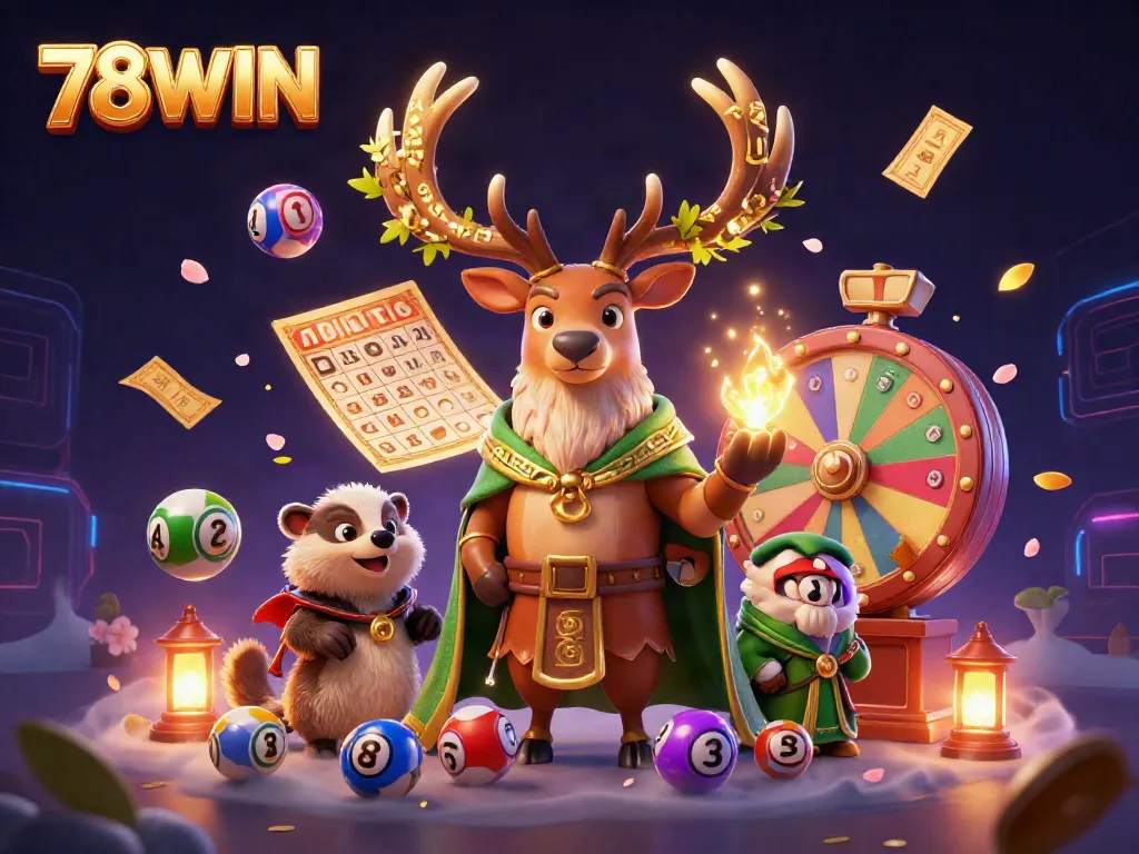 Experience the thrill of winning at 78WIN with vibrant lottery balls and a magical atmosphere.