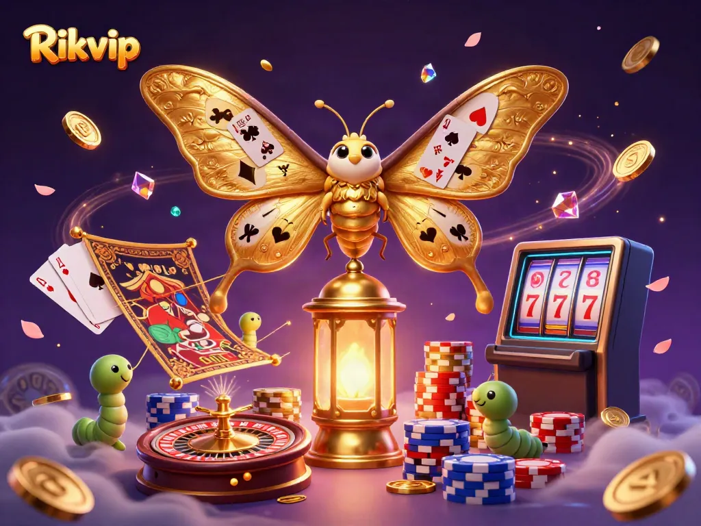 Experience the excitement of Rikvip with a colorful digital casino scene full of engaging games and promotions.
