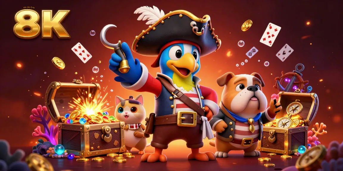 Engage with nhà cái uy tín and discover thrilling casino adventures in a vibrant 3D pirate-themed illustration.