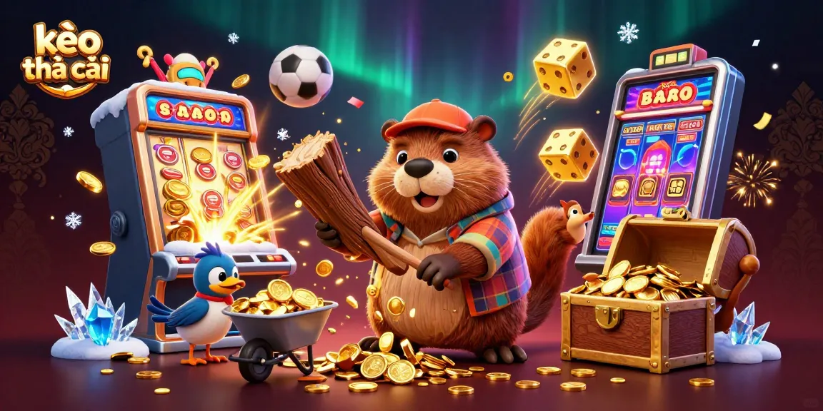 Engage in thrilling sports betting with kèo nhà cái in this vibrant 3D illustration of a beaver at play.