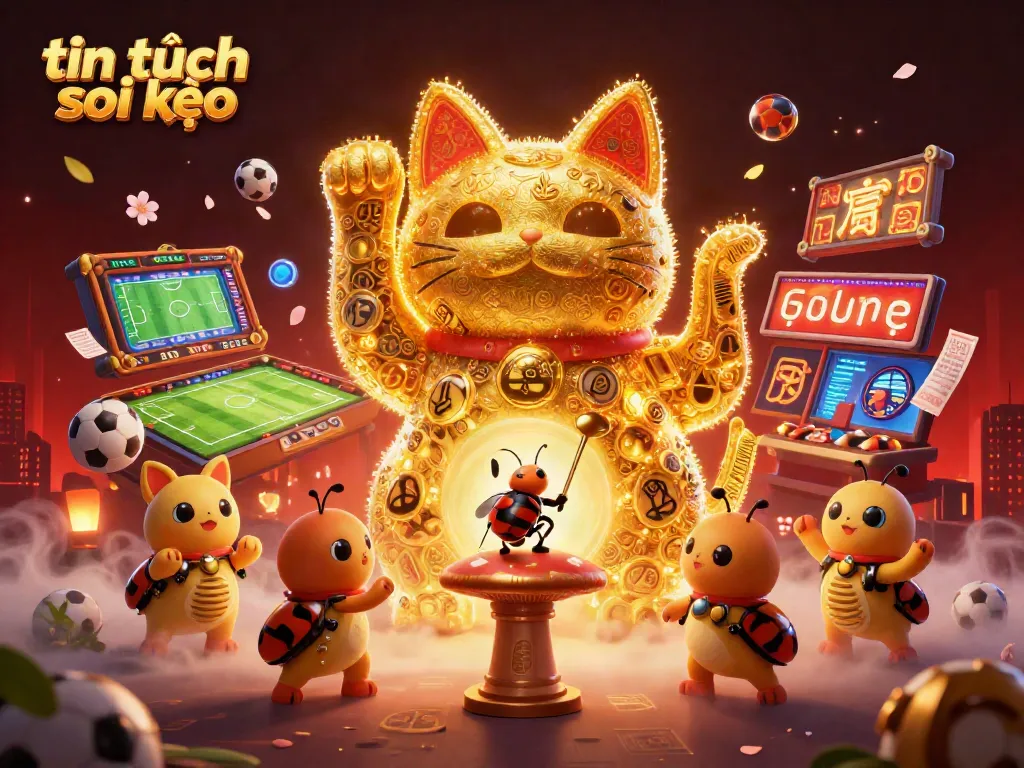 Experience the thrill of sports betting with tin tức soi kèo's dynamic lucky cat illustration.
