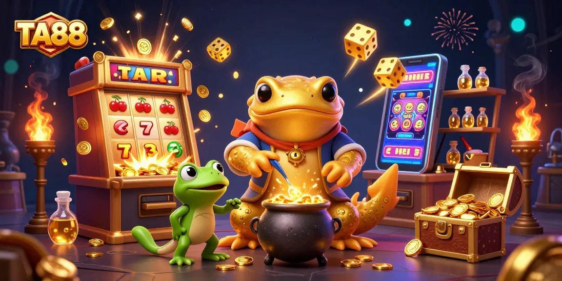 Join TA88 players in a magical scene of slot jackpots and alchemical gold transformations