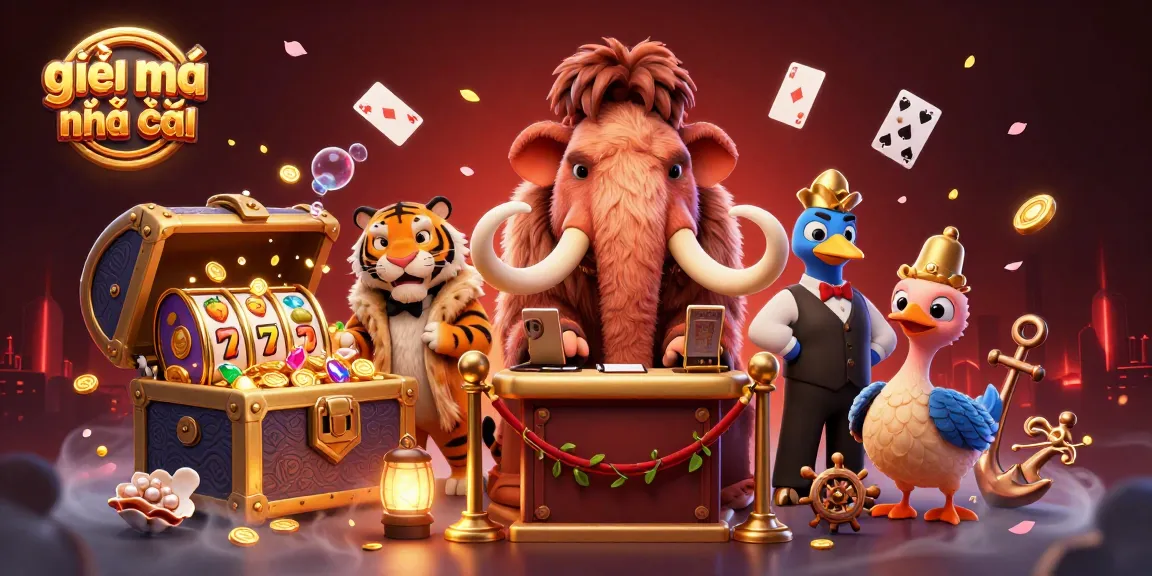 Experience giải mã nhà cái with a dynamic 3D scene of casino characters and vibrant slot elements.