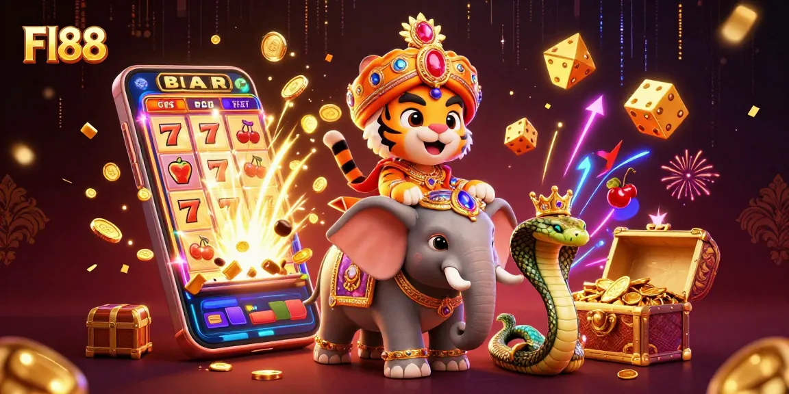 Experience the excitement of Fl88 with vibrant illustrations depicting a casino jackpot scene!