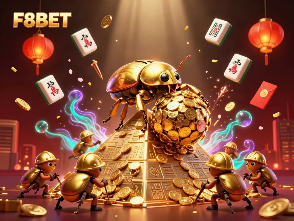 Experience vibrant gaming action at F8BET with golden treasures and festive symbols.