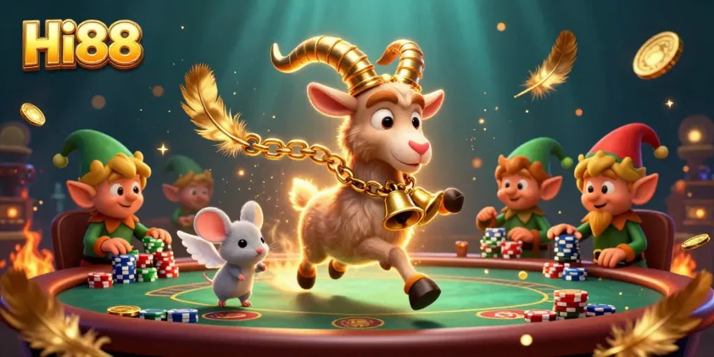 Experience exciting gameplay at Hi88 with animated poker characters and vibrant casino elements.