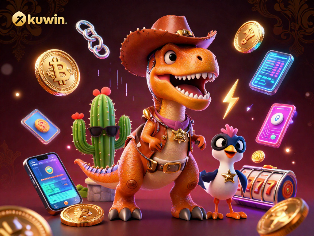 kuwin creates excitement with a vibrant 3D casino scene including unique characters and crypto elements.
