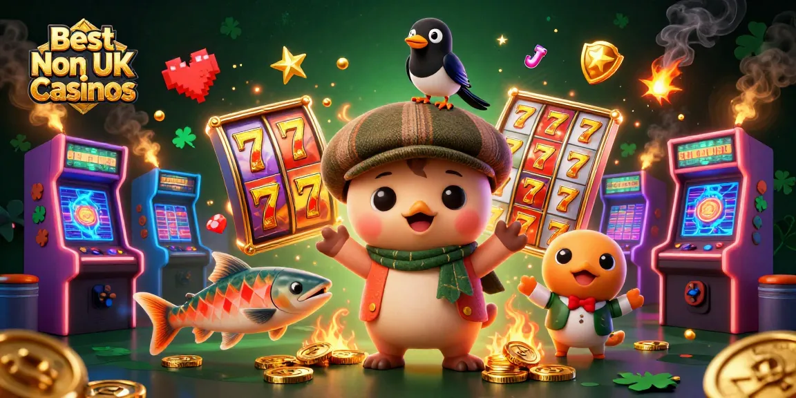 Experience the thrill of the Best Non UK Casinos with vibrant slots, jackpot elements, and playful characters.