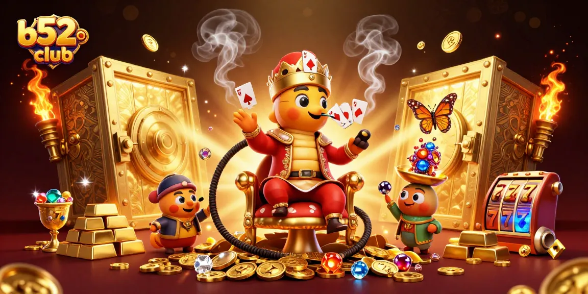 Engage in thrilling gameplay at b52club with an extravagant 3D illustration showcasing unique casino elements.
