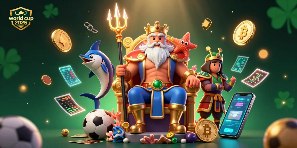 Bet on the world cup 2026 with dynamic gaming elements featuring Neptune and sports symbols.
