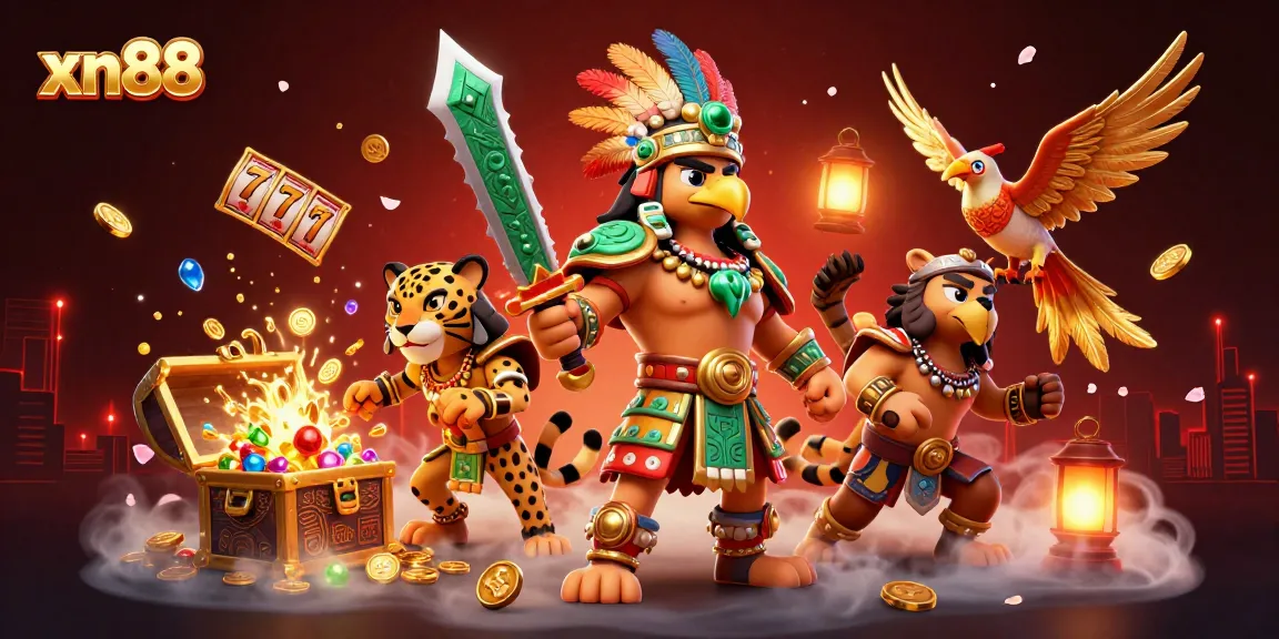 Experience the excitement of xn88 with a vibrant, detailed casino-themed 3D illustration showcasing dynamic characters and game elements.