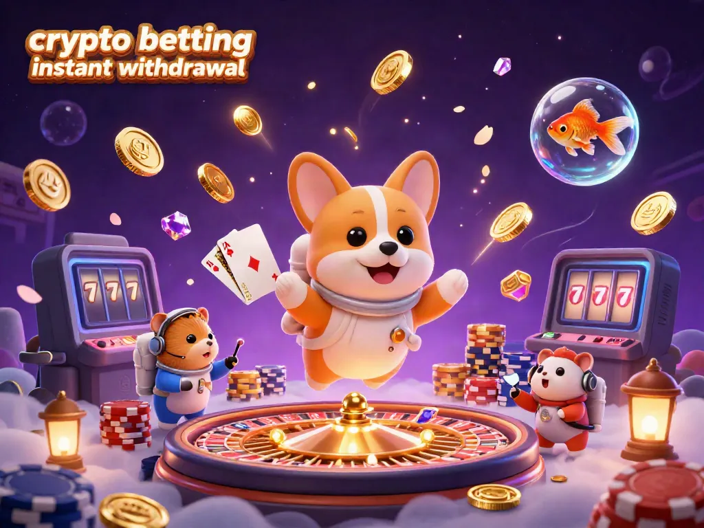 Experience crypto betting instant withdrawal in a vibrant space casino with playful characters and dynamic game elements.