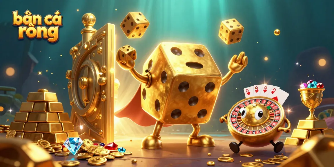 Experience the thrill of bắn cá rồng with dynamic 3D illustration depicting playful casino elements.