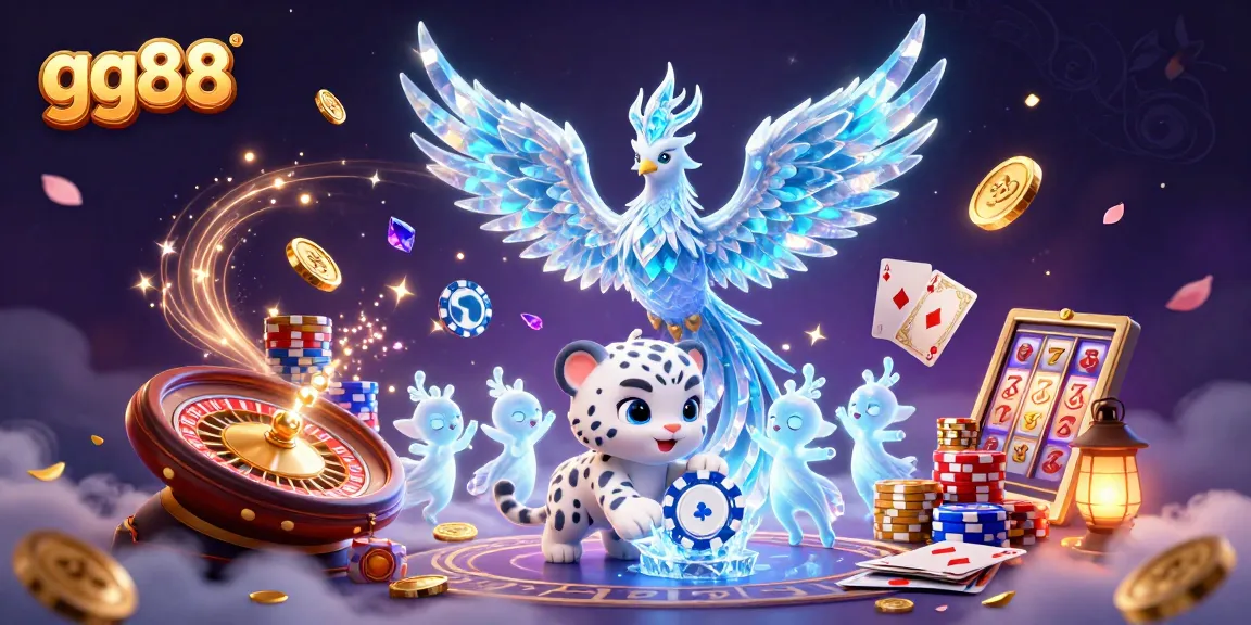 Win big at GG88 with a vibrant 3D casino scene featuring magical creatures and exciting game elements.